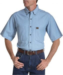 Wrangler Cotton Chambray Men’s Short Sleeve Work Shirt