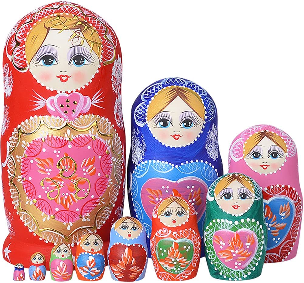 YAKELUS Classic Matryoshka Nesting Dolls, 10-Piece