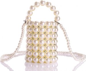 YUSHINY Acrylic Faux Pearl Beaded Handbag