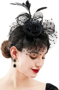 Zivyes Feathers & Breathable Mesh Fascinator Derby Hat