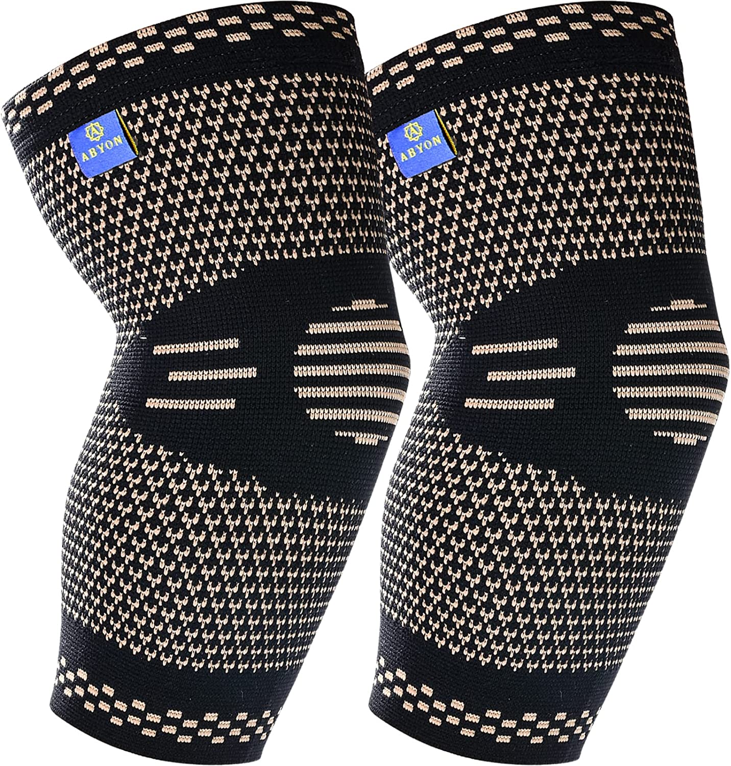ABYON Copper Infused Nylon Elbow Compression Sleeves, 1-Pair