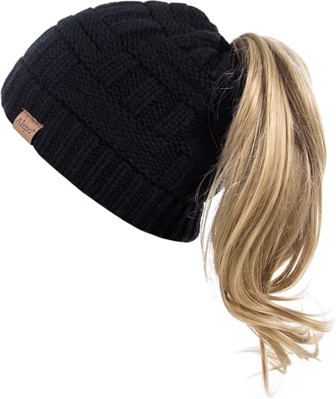 Alepo One Size Fits Most Beanie Hat For Ponytails