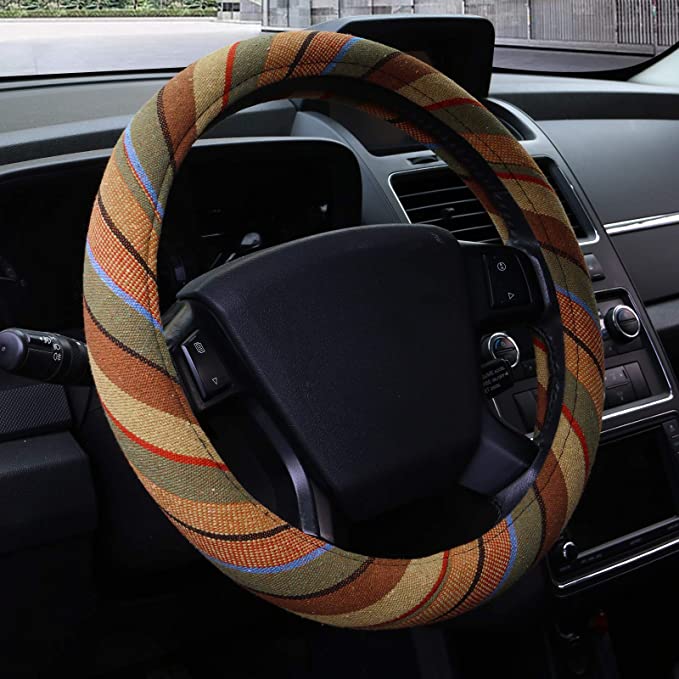 AOTOMIO Baja Textured Flax Cloth Universal Fit Steering Wheel Cover
