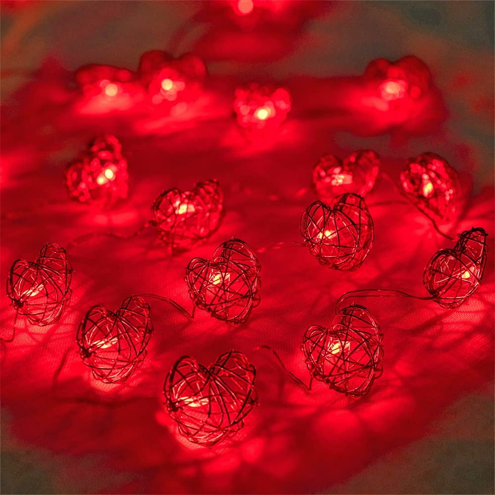 BOHON Heart Shaped String Lights Valentines Day Decor