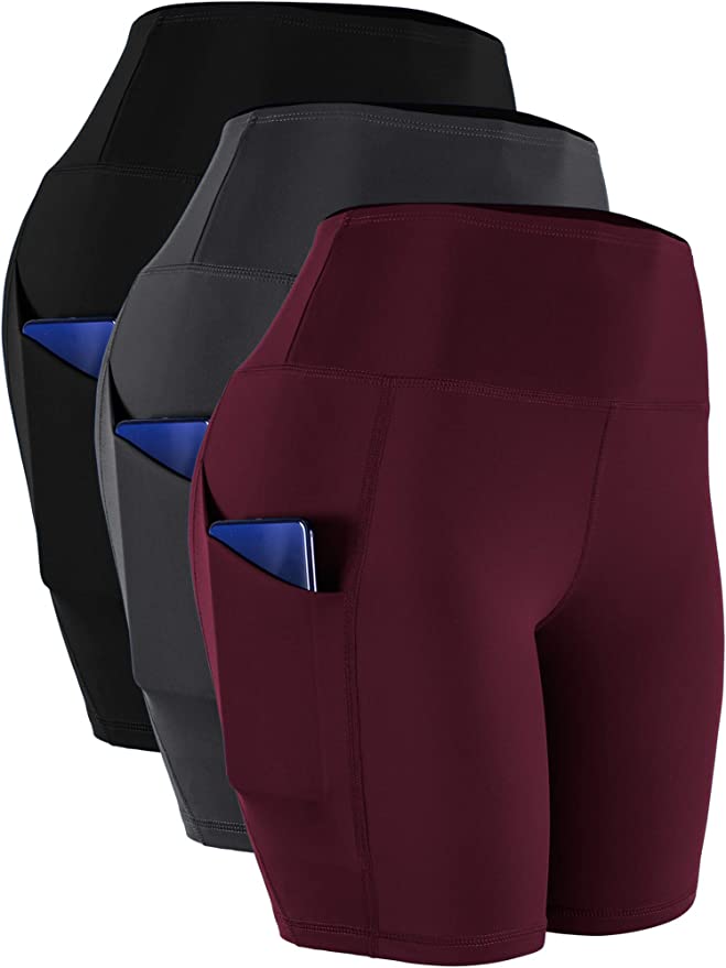 CADMUS Flatlock Seams Biker Shorts With Pockets, 3-Count