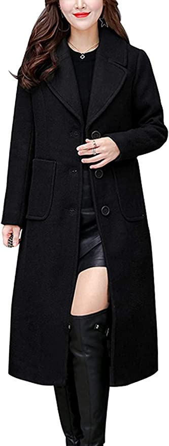chouyatou Single Breasted Mid-Long Wool Blend Jacket For Women