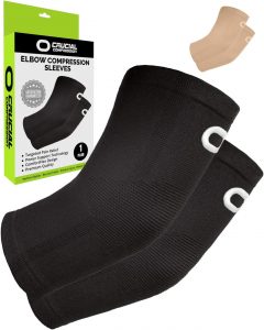 Crucial Compression Double Stitched Elbow Compression Sleeves, 1-Pair