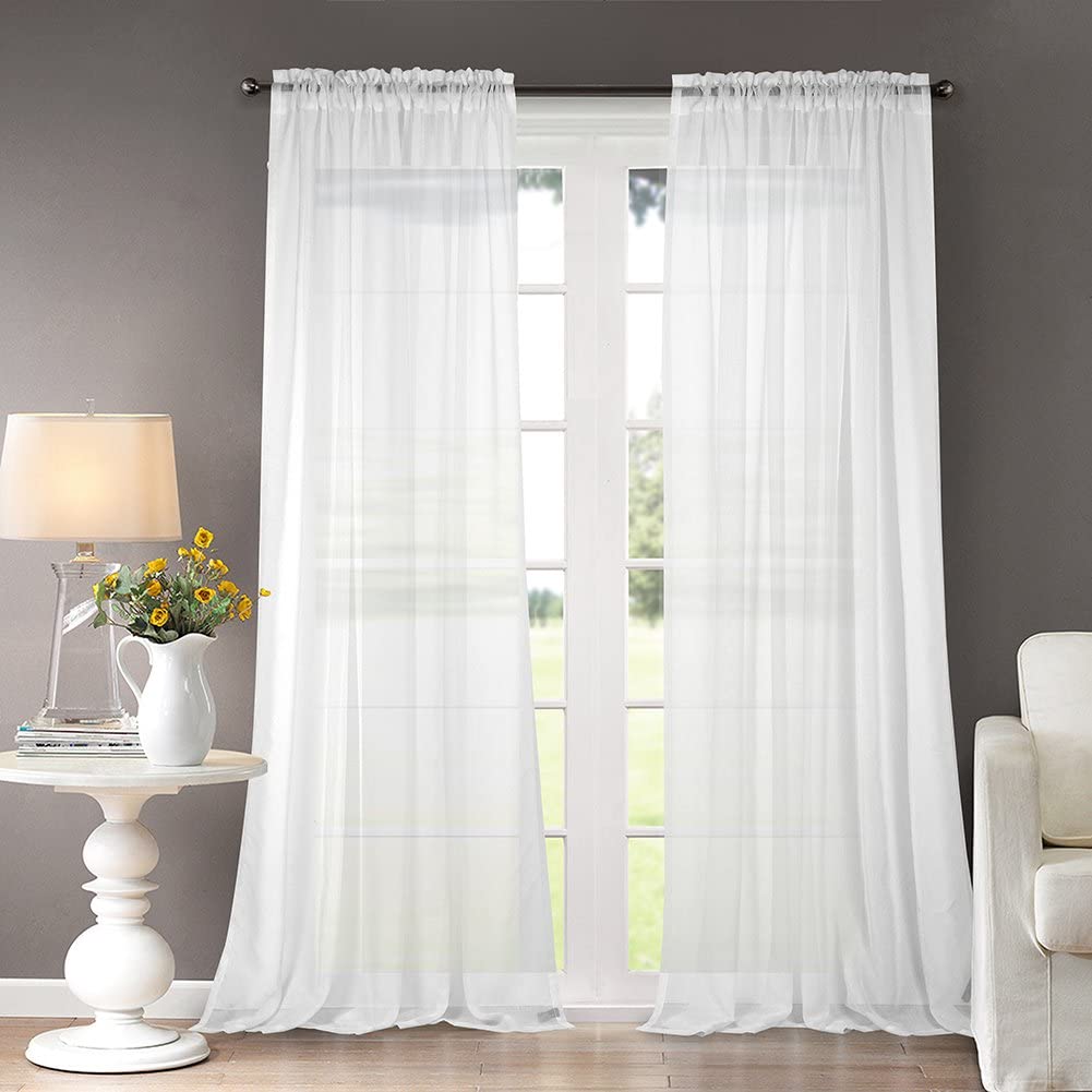 Dreaming Casa Anti-Mildew Polyester Sheer Curtains, 2-Pack