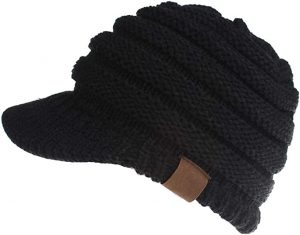 Dukars Cable Knit Visor Beanie Hat For Ponytails
