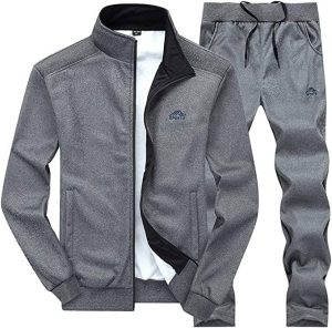 Gopune Zippered Jacket & Drawstring Pants Men’s Sweatsuit