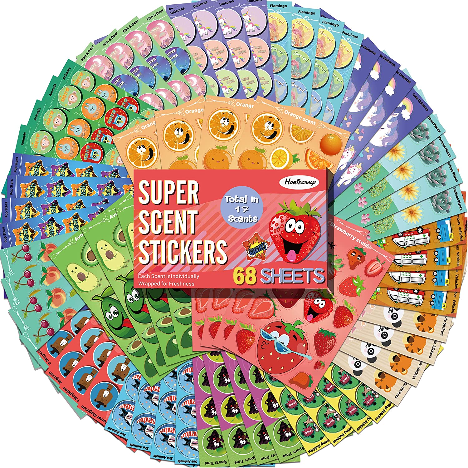 HORIECHALY Assorted Scents Scratch And Sniff Stickers