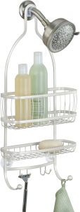 iDesign York Metal Wire Hanging Shower Caddy With Hooks