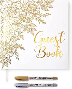 LEMON SHERBET Metallic Floral Polaroid Wedding Guest Book