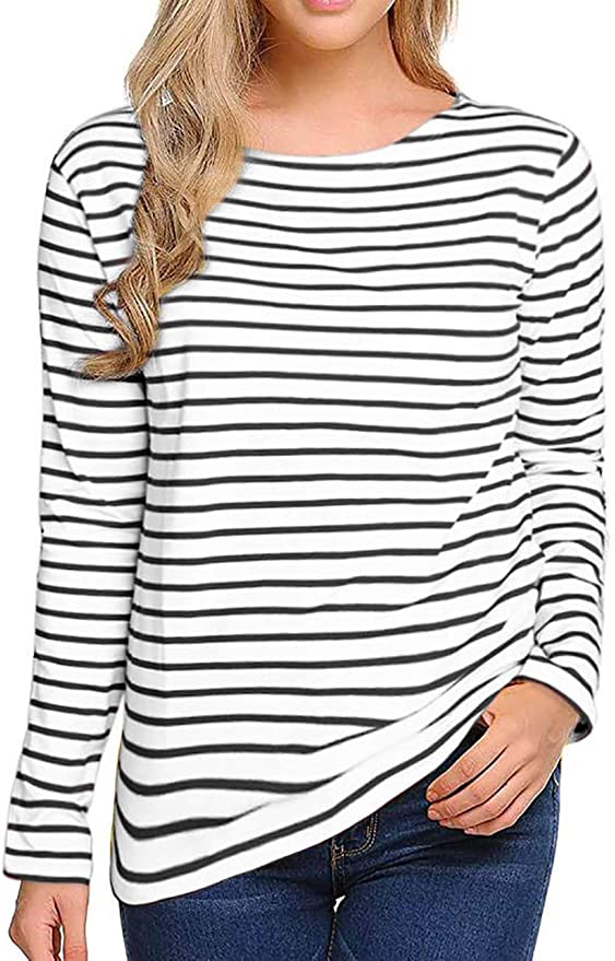 LilyCoco Slim Fit Long Sleeve Striped T-Shirt