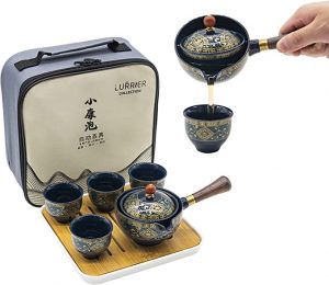 LURRIER Portable Porcelain Chinese Gongfu Tea Set For Four