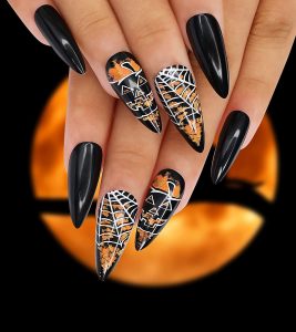 Morily Pointed Halloween Themed Press-On Nails, 24-Piece