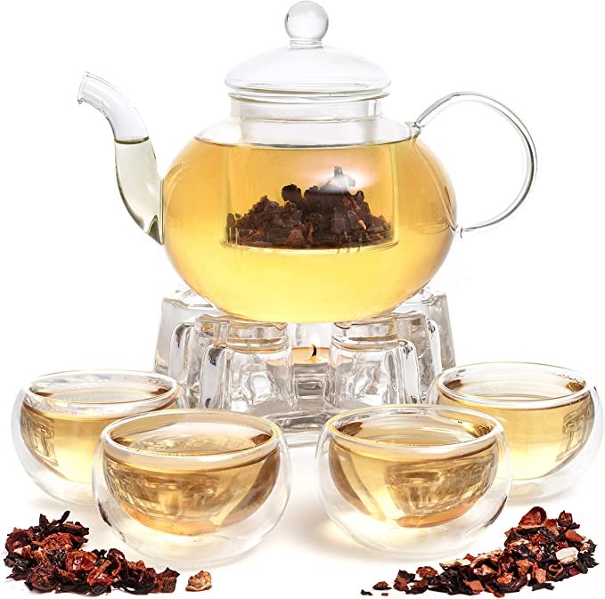 Moss & Stone Borosilicate Glass Infuser Tea Set For Four
