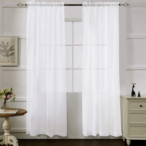 MYSTIC-HOME Minimalist Polyester Voile Sheer Curtains, 2-Pack