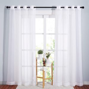 NICETOWN Ring Top Polyester Sheer Curtains, 2-Pack