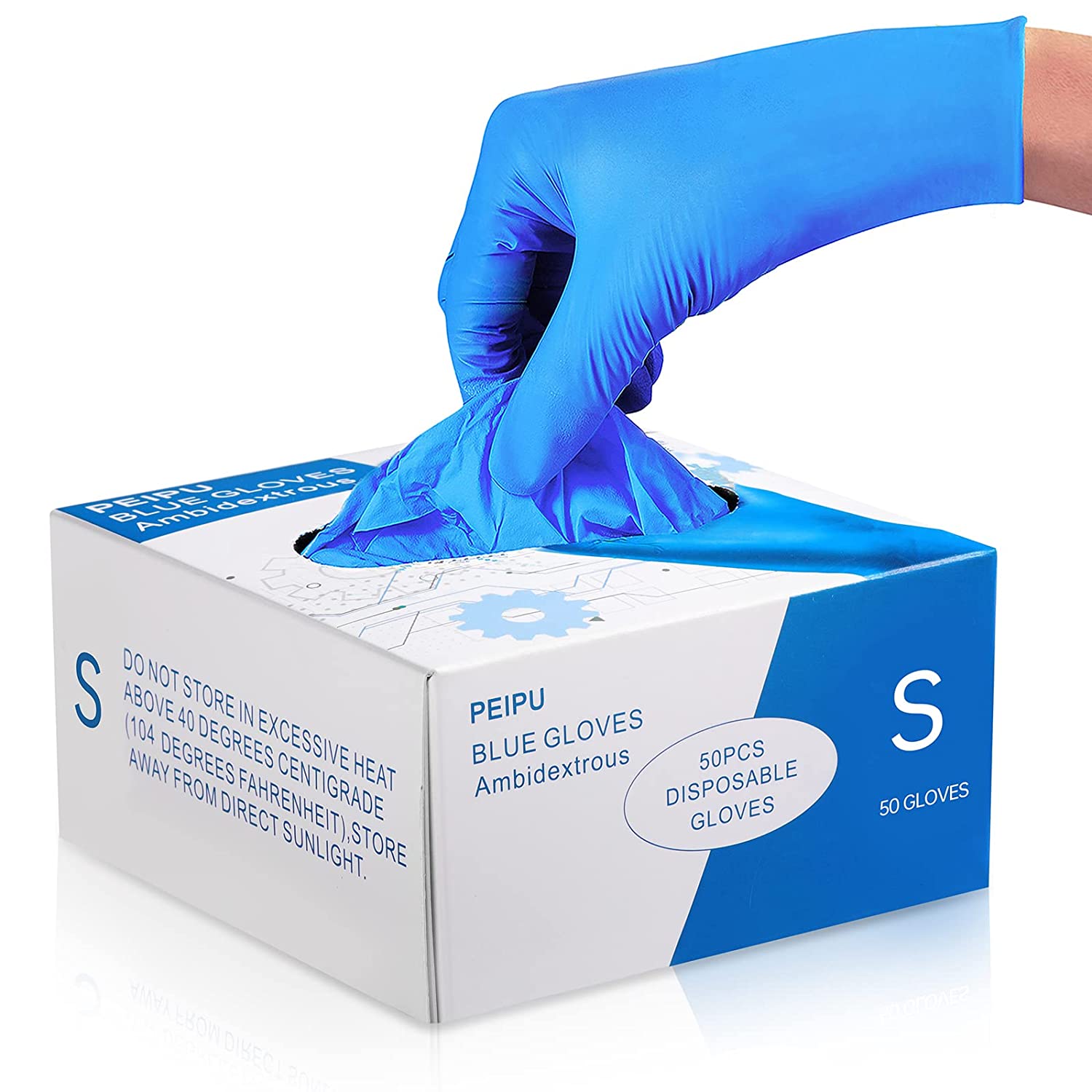PEIPU Touch Sensitive Anti-Tear Disposable Gloves, 50-Count