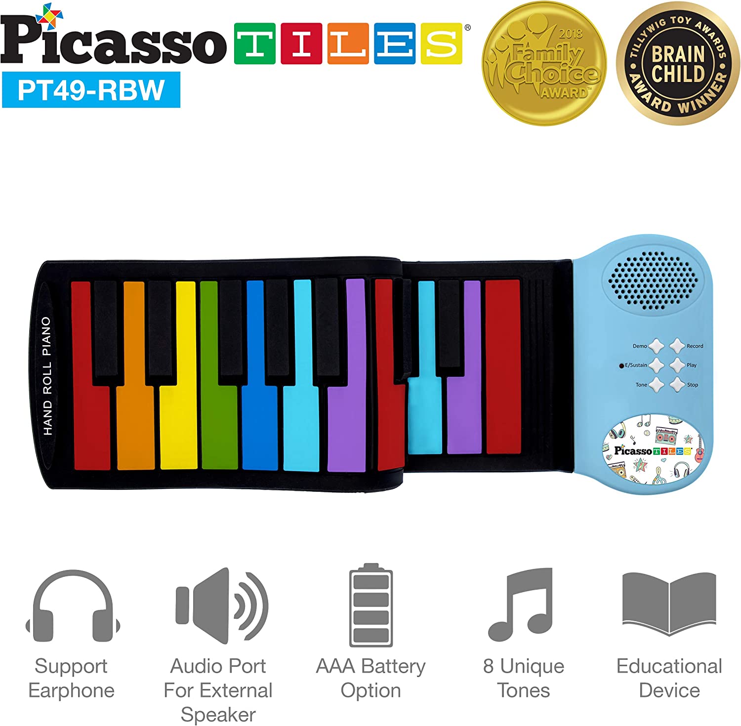 PicassoTiles Audio Port Easy Store Toy Piano