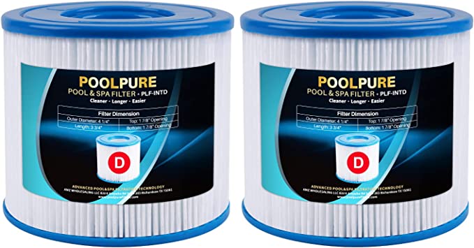 POOLPURE Type D Pool Filter Cartridge, 2 Pack
