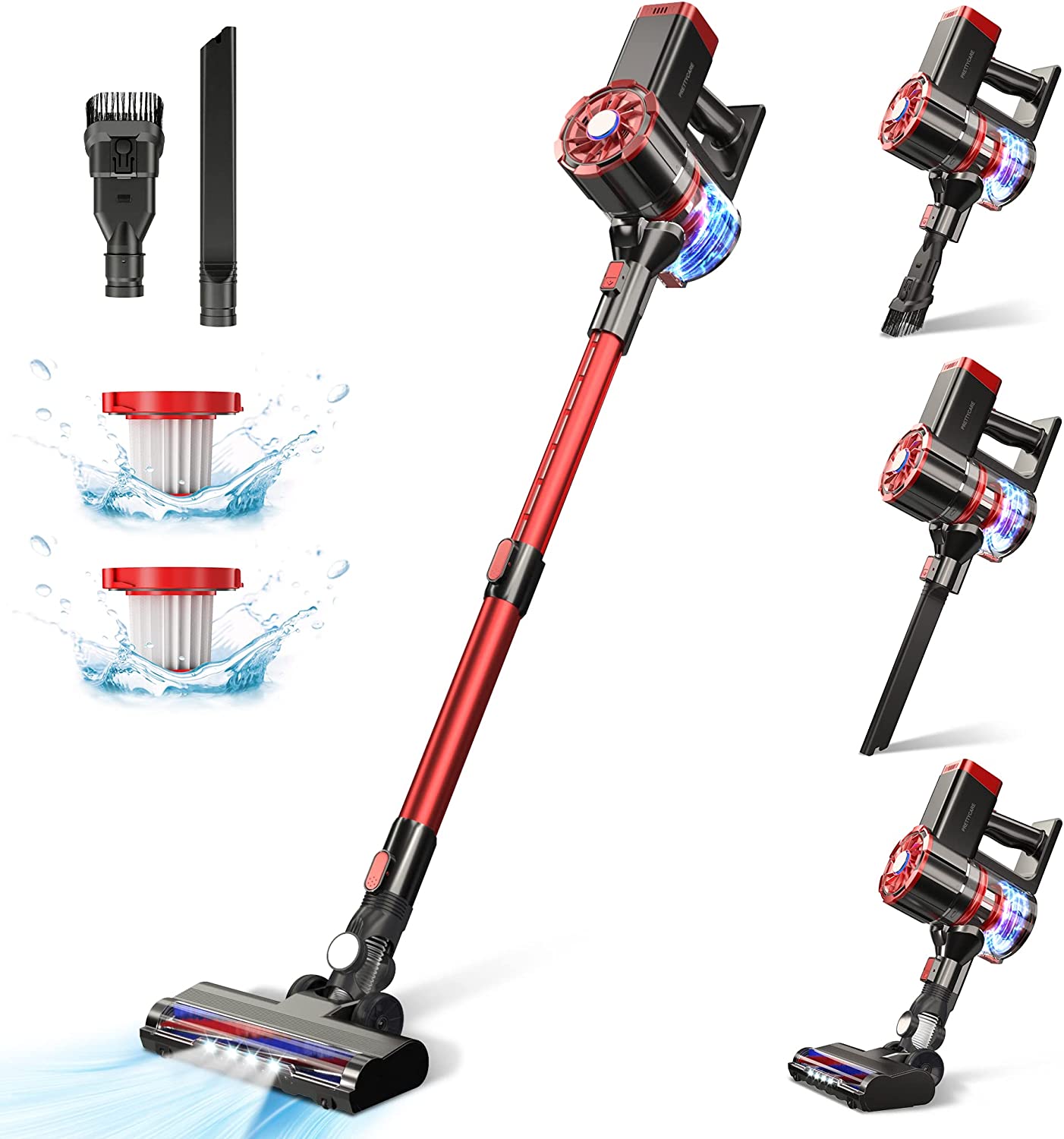PRETTYCARE 4-Stage Filtration System LED Cordless Vacuum