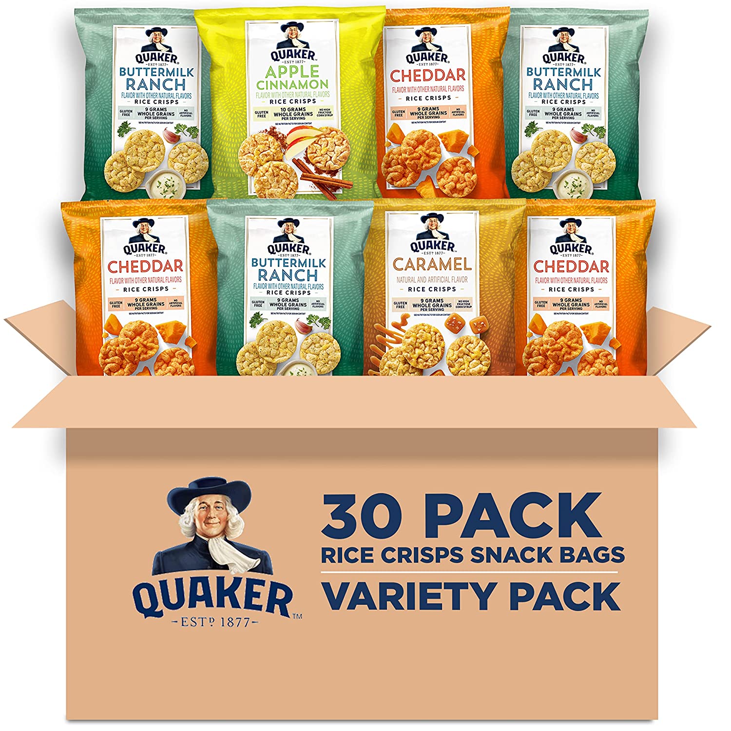 Quaker Gluten-Free Rice Crisps Snacks, 30-Count
