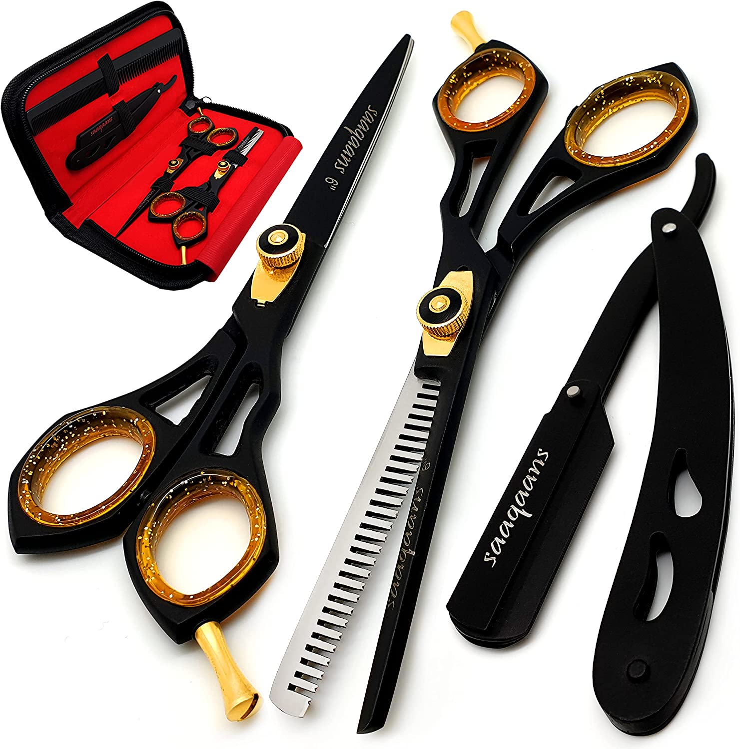 Saaqaans Stainless Steel Hairdressers’ Scissors Set, 6-Piece