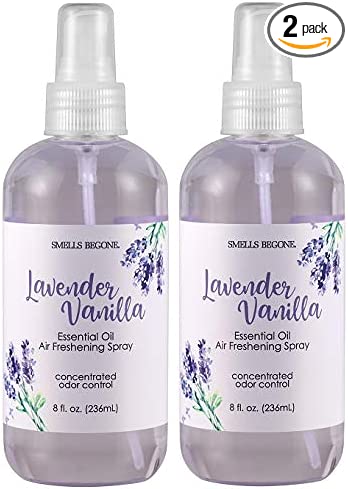 SMELLS BEGONE Lavender Vanilla Essential Oil Home Fragrance Spray, 2 Pack