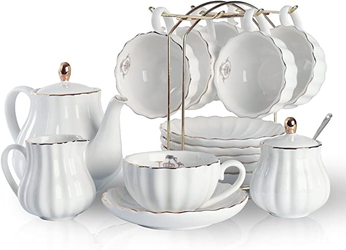 SWEEJAR British Royal Series Porcelain Tea Set For Six