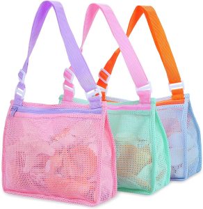 Tagitary Zippered Mesh Beach Bags For Kids, 3-Pack