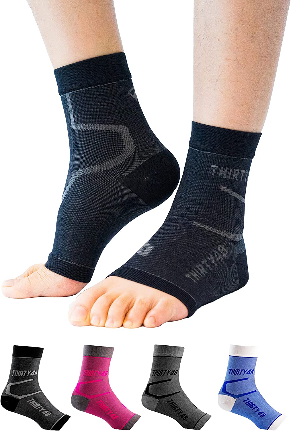 Thirty48 Targeted Ribbing Ankle Compression Sleeves, 1-Pair