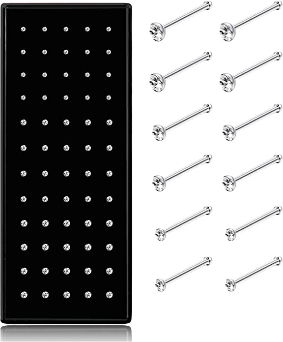 THUNARAZ Stainless Steel Post Nose Rings, 60-Piece