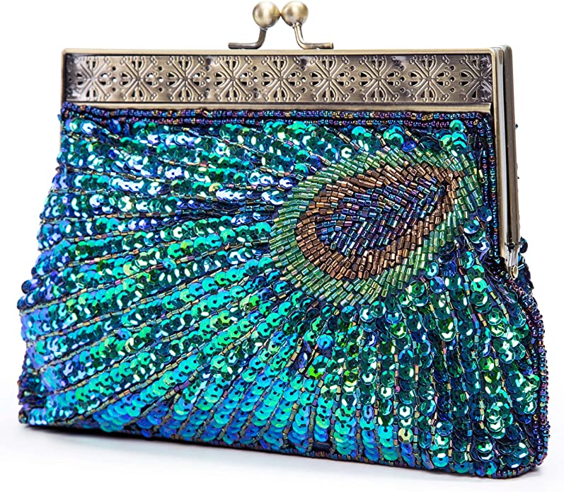 UBORSE Removable Metal Chain Sequin Clutch