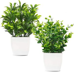 Whonline Fake Tabletop Potted Greenery Plants