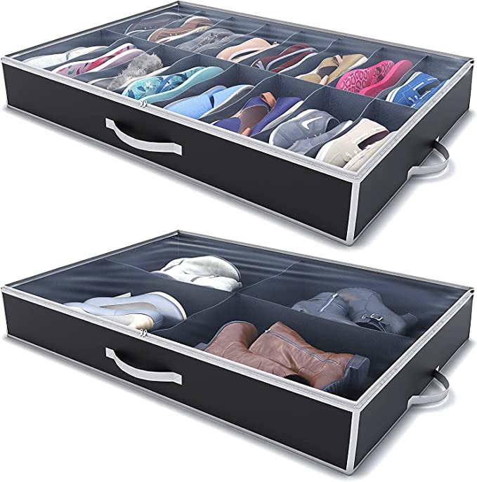 Woffit Boot & Shoe Under-The-Bed Organizer, 2 Pack