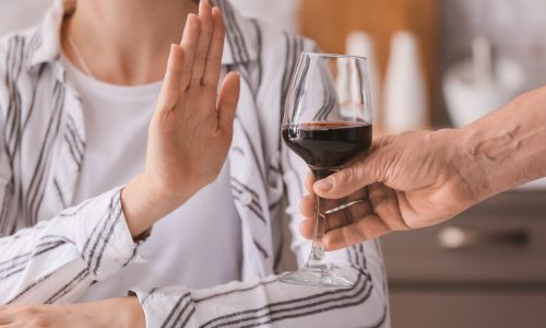 Woman refuses glass of wine for Dry January