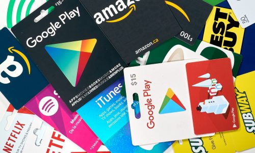 A variety of gift cards.
