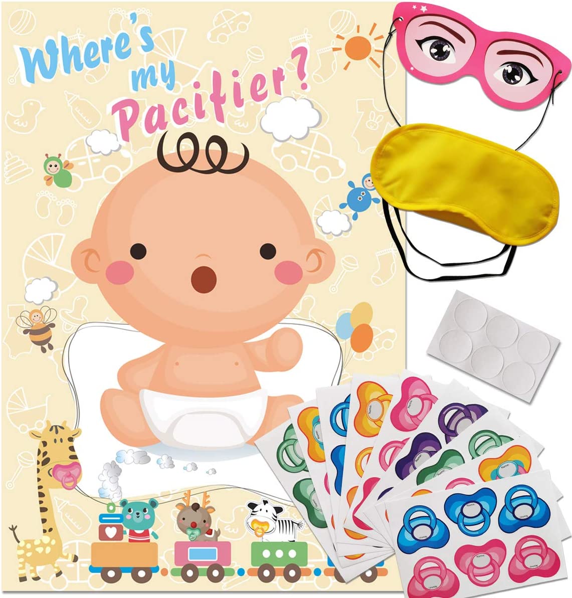 ADJOY Pin The Pacifier Baby Shower Game