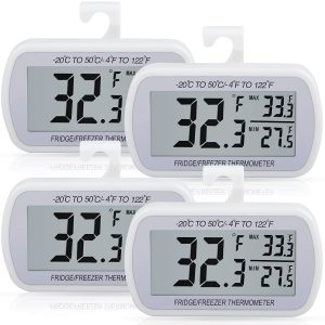 AEVETE Battery Powered Hanging Refrigerator Thermometer, 4-Pack