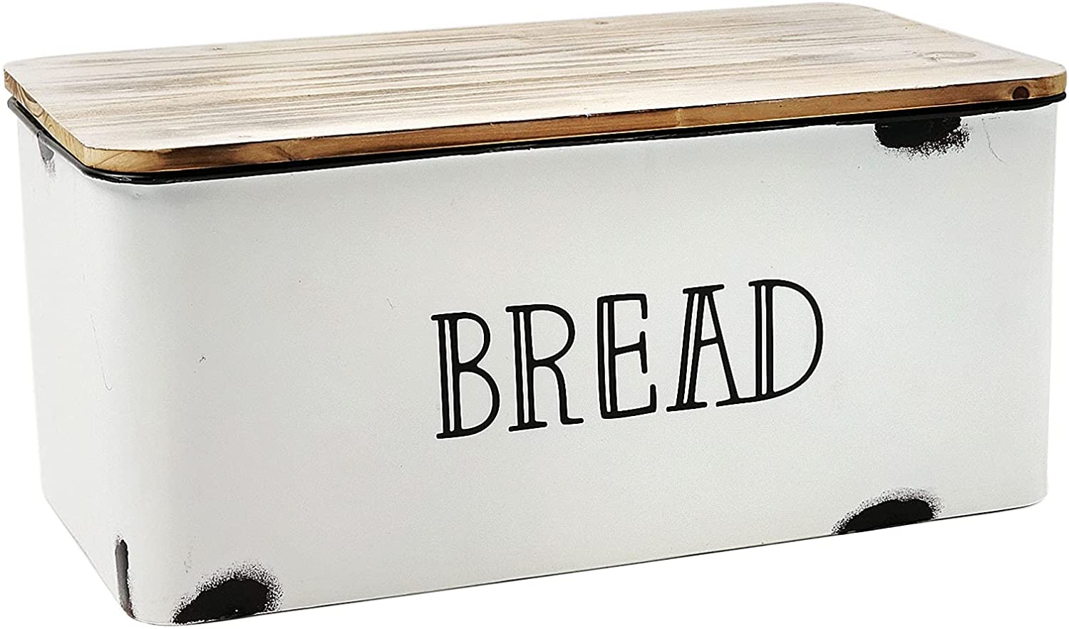 AVV Distressed Metal & Wood Bread Box