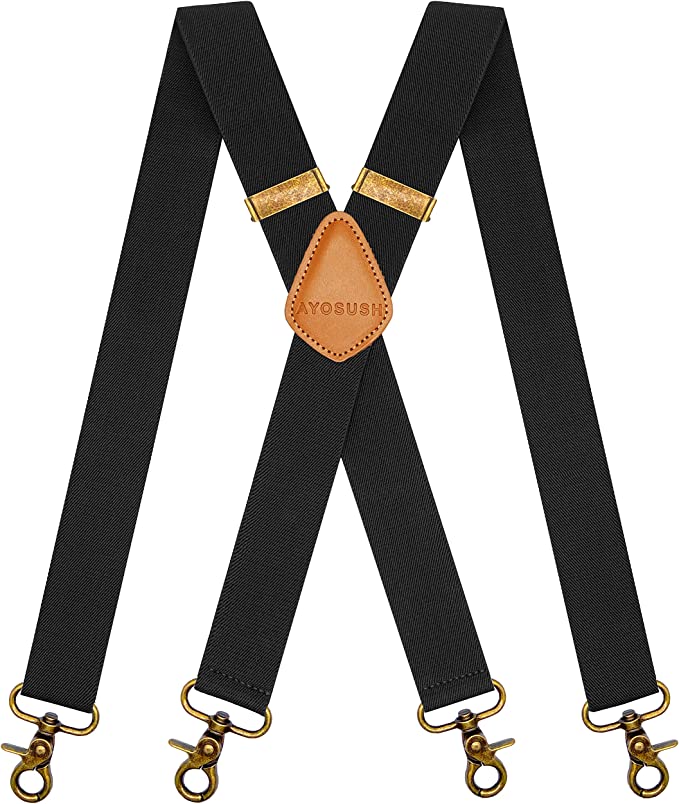 AYOSUSH Heavy Duty Swivel Snap Hook Clip Suspenders for Men