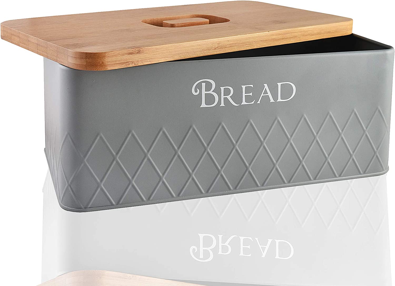 BB BAKING & BEYOND Metal Body & Bamboo Lid Bread Box