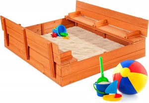 Best Choice Products Weather-Proof Bench Covered Sandbox