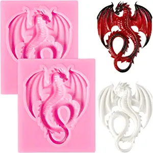 Boao Cake Decorating Silicone Dragon Mold, 2 Pack