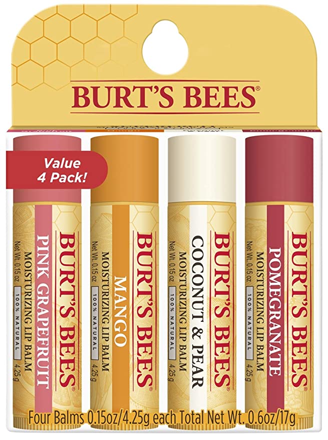 Burt’s Bees Superfruit 100% Natural Moisturizing Chapstick, 4 Pack