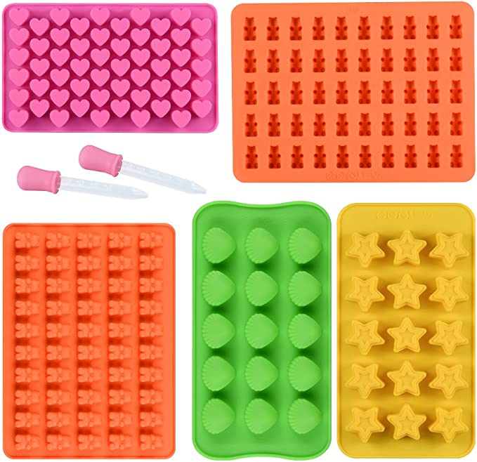 CAKETIME Silicone Candy Mold & Ice Cube Tray, 5 Pack