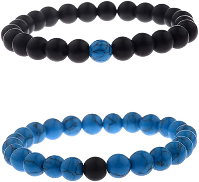CNLQ Matching Pine Stone Beads Couples Bracelets