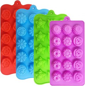 DanziX Flower Shape Silicone Candy Molds Set, 4 Pack